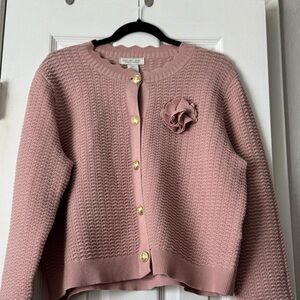EUC Rachel Zoe Blush Pink Cardigan with Gold Buttons